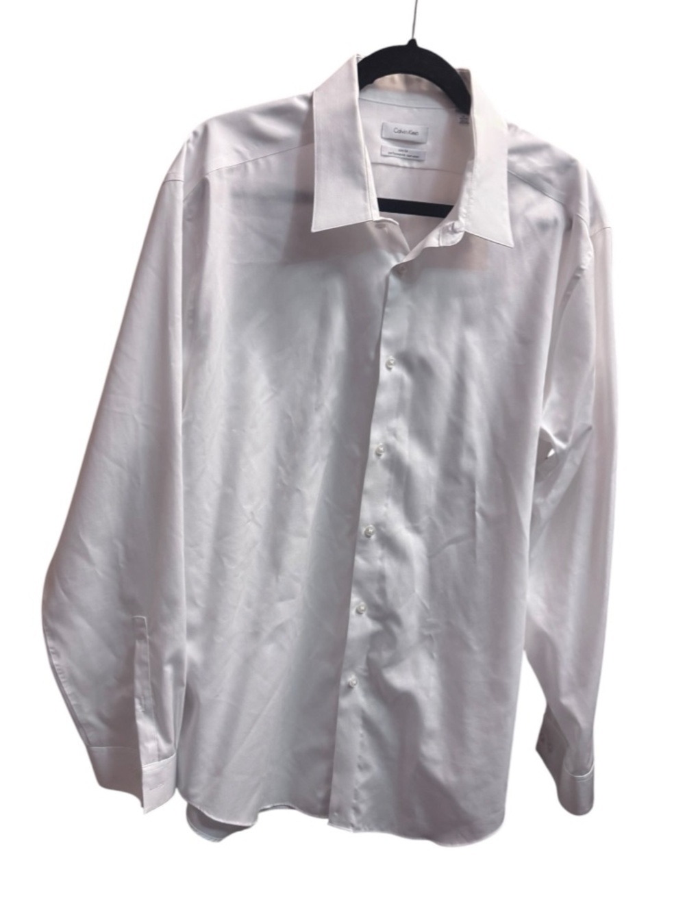 CALVIN KLEIN WHITE SHIRT SLIM FIT Performance Non Iron Size 18 Cotton EUC